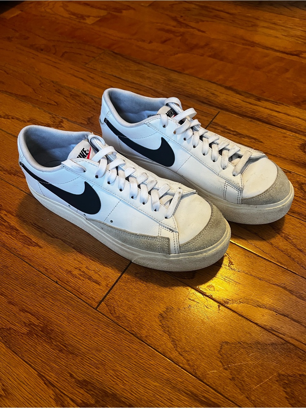 Nike Blazer Phantom White Low-Top Sneakers with Black Swoosh & Gray Accents